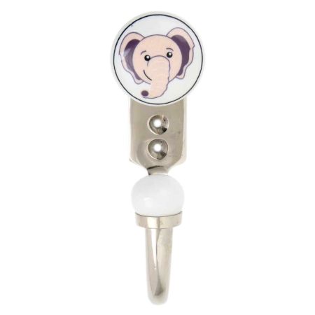 Baby Pink Elephant Ceramic Flat Hook